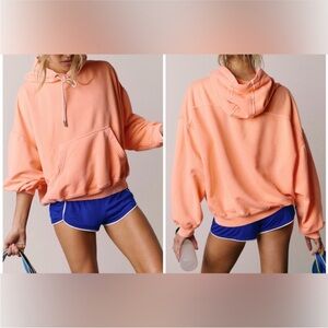 NWT Free People FP Movement Final Call Hoodie - melon pastel peach orange - M